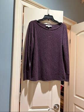 Loft Women's Long Sleeve Textured Knit Top - Purple